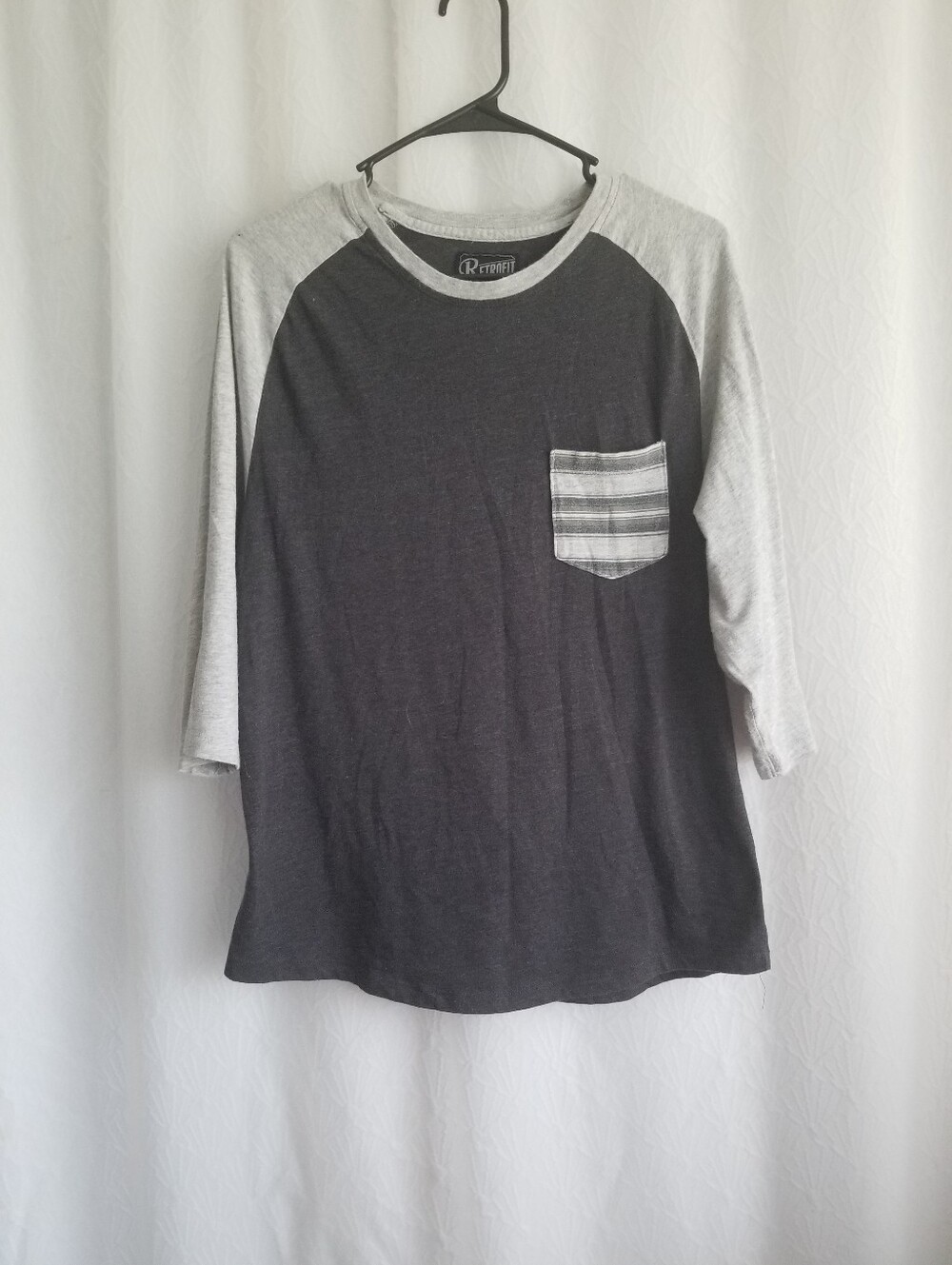 Retrofit Raglan T Shirt Charcoal Light Gray Large